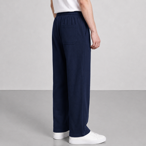 Pantalon de survêtement pour homme bleu marine en polyester/coton, cordon élastique, décontracté, poches latérales, tendance, sur mesure, vente en gros - Product Image 3