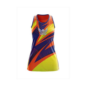 TEAMWEAR Débardeur de netball pour femme, sans manches, avec logo sublimé, imprimé géométrique, anti-humidité, ajusté, toutes saisons - Product Image 5