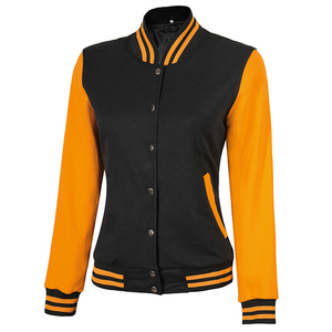 Black Orange Leather Varsity Jacket Stand Collar Horn <b>Button</b> Closure Regular Sleeve Casual Style Winter Outerwear Unisex Slim - Product Image 4