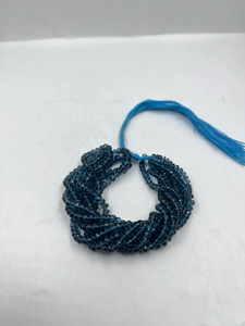 Cuentas de Topacio Azul Londres con forma de Rondelle facetado natural, piedras preciosas sueltas de 4-6mm, cuentas Rondelle facetadas de Topacio Azul Londres - Product Image 4