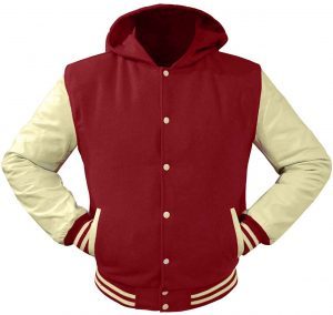 Chaqueta Varsity Naranja con Mangas de Cuero Crema, Chaqueta con Capucha Estilo Collage, Chaqueta Casual con Botones a Presión, Fabricante - Product Image 6