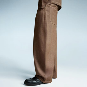 กางเกงยีนส์ทรงบอลลูนสีน้ำตาลเข้ม สไตล์สตรีทแวร์สำหรับผู้ชาย ทรงบูทคัทแบบหลวมๆ - Product Image 3