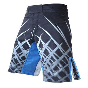Pantalones Cortos Deportivos para Hombre con Estampado Geométrico, Secado Rápido, Spandex, Poliéster, Cierre Elástico en la Cintura Media, Diseño con Paneles Azules - Product Image 1
