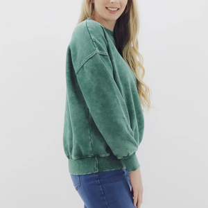 Acid Wash Women Sweatshirt Streetwear Hoodie Oversized Distressed Vintage <b>Cropped</b> <b>Zip</b> <b>Up</b> Fleece Pullover Custom Wholesale By MKB - Product Image 2