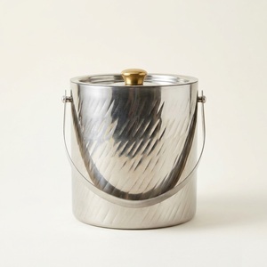 Premium Double Wall Insulated Stainless Steel <b>Ice</b> <b>Bucket</b> <b>With</b> <b>Lid</b> and Handle Hammered Texture Wine Champagne Chiller For Home - Product Image 3