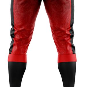 <b>Red</b> Black Baseball Kit for Men Full Uniform Button Down Jersey Pants <b>Belt</b> Breathable Lightweight Athletic Team Tournament Sports - Product Image 5