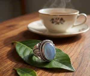 OEM 925 Sterling <b>Silver</b> Blue Chalcedony <b>Statement</b> <b>Ring</b> Handmade Artisan Oval Gemstone <b>Ring</b> Rose Gold Yellow Gold Plated - Product Image 6