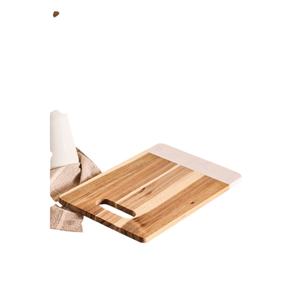 Planche à découper en bois d'acacia de qualité supérieure et en marbre blanc avec poignée, durable, antidérapante, multi-usages - Product Image 1