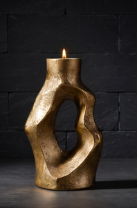 Candelabro de Metal con Acabado Dorado Contemporáneo, Forma Hueca Orgánica Escultural, Portavelas para Velas de Té, Decoración para Mesa de Boda - Product Image 3