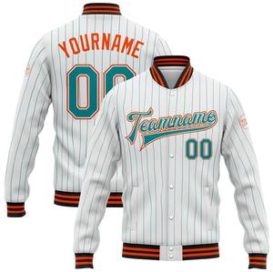 Chaqueta Varsity Personalizada de Invierno, Casual, de Lana, con Cuello Alto, Bordado y Rayas Finas, para Servicio OEM en Grupo - Product Image 1