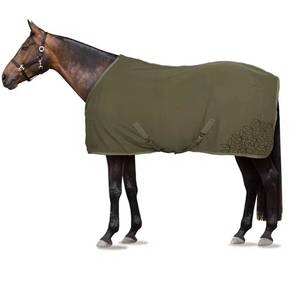 Manta para Caballo Verde Oliva con Diseño Floral, Solapa Media para la Cola, 2 Correas para las Patas, Forro Polar, Uso en Exteriores, Todas las Estaciones - Product Image 1