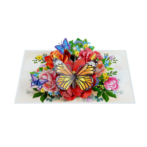 Carte de vœux 3D pop-up Pivoines et Papillons, artisanat floral en papier fait main, invitation de mariage, carte cadeau, vente en gros - Product Image 6