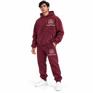 Survêtement Homme 2-en-1 Personnalisé en Gros OEM Streetwear Uni 100% Coton Délavé à l'Acide avec Capuche Sérigraphie DTF 3D Écologique - Product Image 1