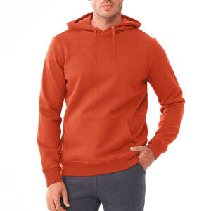 Men's <b>Orange</b> Hooded <b>Fleece</b> Sweatshirt Regular Fit Casual Pullover With Pocket Autumn Wear - Product Image 1