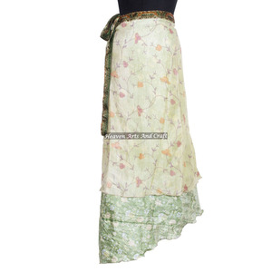 Ethnic Double Layer Reversible <b>Sarong</b> Sari Magic <b>Wrap</b> Skirt 2 Layer Reversible Magic Silk Saris <b>Wrap</b> Long Skirt Silk Beach - Product Image 3