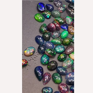 โอปอลดำเอธิโอเปียธรรมชาติ 345 ชิ้น พร้อมประกายไฟ ขนาด 8 มม. ถึง 16 มม. รูปทรงวงรี ลูกแพร์ แปดเหลี่ยม คาโบชอง น้ำหนัก 405 กะรัต ขายโดย Iroc Sales Gemstone cab ราคา 260 ดอลลาร์สหรัฐ - Product Image 4