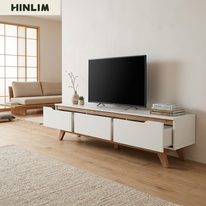 Scandinavian Modern Classic <b>TV</b> <b>Stand</b> Metal Laminated Board 1.8m Two-Tone Finish Living Room Furniture Media Console Storage Fits - Product Image 4