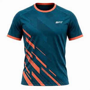 Ensemble maillot et short de football pour homme, imprimé géométrique bleu sarcelle et orange, anti-humidité, coupe athlétique, toutes saisons - Product Image 4