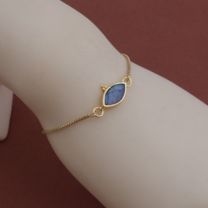 Bracelet ajustable en labradorite naturelle plaqué or, forme marquise, serti de pierres précieuses, tendance, unisexe, fait main, vente en gros - Product Image 5