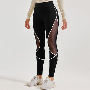 Leggings de Yoga de Cintura Alta para Mujer, Elásticos, con Bloques de Color, Malla Transpirable, Secado Rápido, Ligeros, de Longitud Completa - Product Image 4