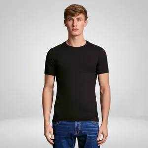 T-shirt tendance pour homme, style urbain, coupe ample, impression de logo personnalisé, couleur unie, coton, coupe large, vêtements décontractés, mode streetwear - Product Image 2