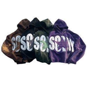 Nouveau survêtement vintage délavé à capuche pour homme, streetwear d'hiver personnalisé, 100% coton, poids lourd, lavage à la pierre - Product Image 5