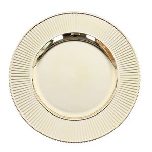 Plateau de service rond en métal plaqué or de qualité supérieure, gravé de motifs floraux, pour décoration de mariage, vaisselle d'hôtel, présentoir de luxe pour la maison - Product Image 6