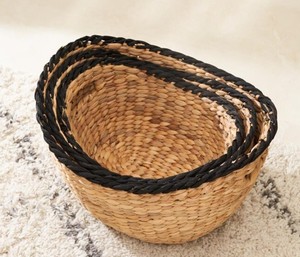 Ensemble de 3 paniers de rangement en jacinthe d'eau de haute qualité, écologiques, avec poignées, tissés, multi-usages, pour chambre et salon - Product Image 4