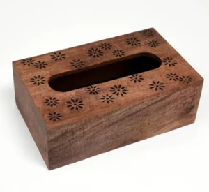 Caja de pañuelos de madera de nogal negro caja de papel cruzada para sala de estar Oficina escritorio restaurante directo India - Product Image 1