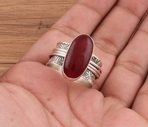 Bague de mariage en argent sterling pour femme avec turquoise, pierre solide sculptée à la main, bijoux en pierres précieuses, prix d'usine, approvisionnement en gros - Product Image 5