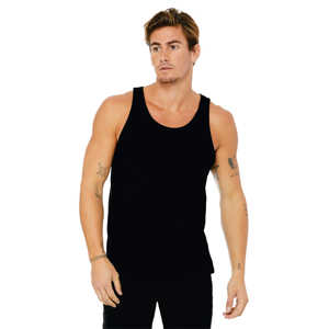 Débardeurs de sport personnalisés grande taille pour hommes, bleus, en coton et polyester, coupe ample, en vente - Product Image 1