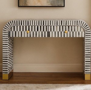 Designer Bone Inlay <b>Console</b> <b>Table</b> With 2 Drawers Foyer Decor Luxury Hallway Custom Design Handcrafted Accent Furniture Decor - Product Image 1