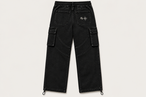 Pantalon cargo streetwear premium pour homme, coupe droite décontractée, tissu délavé résistant, avec plusieurs poches - Product Image 2