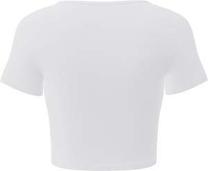 Camiseta corta para mujer con cuello redondo, estampada, de algodón y elastano, tejida, transpirable, de manga corta, informal - Product Image 1