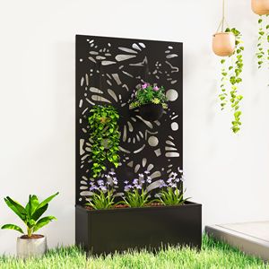 Jardinière autoportante ou murale en métal avec treillis pour plantes grimpantes, pots et jardinières pour patio et balcon - Product Image 2
