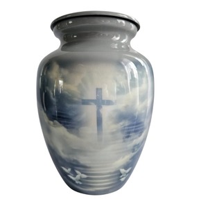 Urna Funeraria Cruz en las Nubes, Recipiente para Cenizas, Recuerdo Religioso, Recuerdo Espiritual, Duradera y Elegante - Product Image 1