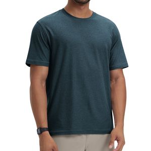 Camiseta de Hombre de Algodón Verde Azulado Oscuro, Cuello Redondo, Manga Corta, Casual, Suave, Transpirable, Ligera, para Verano - Product Image 3