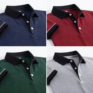 Camiseta de Golf Casual Personalizada para Hombre, Azul Marino, Manga Corta, 100% Poliéster, Antiarrugas, Cuello y Puños Negros, Estilo Smart Casual - Product Image 5