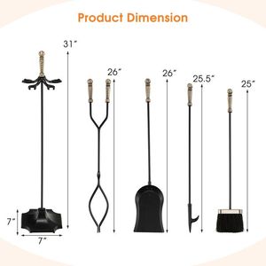 Set di 5 Utensili per Caminetto in Metallo da 31 Pollici con Supporto, Include Accessori Essenziali per un'Atmosfera Accogliente - Product Image 3