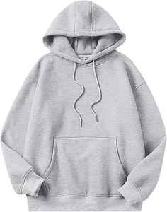 Sudadera con Capucha Unisex Extra Grande, Color Sólido, Forro Polar, Informal, Largo Regular, Diseño con Bolsillos, Ropa de Otoño - Product Image 4
