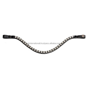 Cristales multicolores personalizados con forma de onda profunda, banda decorativa para la frente de caballo de cuero genuino en mazorca completa sobre tamaños - Product Image 6