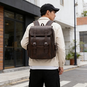 <span class=keywords><strong>Mochila</strong></span> Unisex de Moda Ligera de Cuero PU, Impermeable, con Cierre de Cremallera Antirrobo, Portátil y Duradera para la Escuela, Negocios y Uso Diario - Product Image 6