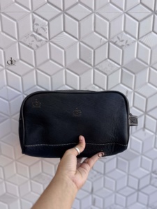 New Luxury Large Capacity Hand Tooled Leather Toiletry Organizer Women Travel Cosmetic Cowhide Leather <b>Makeup</b> Bags With Handle - Product Image 2