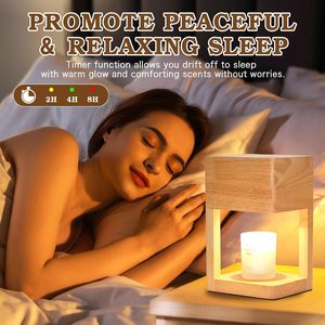 Dimmable Electric Candle Warmer Lamp with <b>Timer</b> 2 X 35 Watt Bulb Wood Base Birthday Gift - Product Image 4