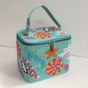 Estuche de Maquillaje con Cuentas, Organizador de Cosméticos Hecho a Mano, Diseño Artesanal Oceánico, Proveedor Mayorista, Exportación OEM India - Product Image 1