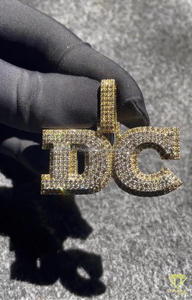 Iced Out " DC " Letter <b>Necklace</b> Custom <b>Initial</b> Pendant Hip Hop Rap Jewelry For Streetwear Style - Product Image 1