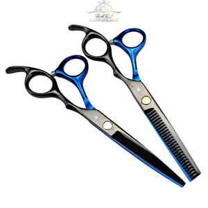 Tijeras de peluquería de alta calidad de 6.0 pulgadas, negras y azules, ligeras, kit de corte de pelo profesional para peluquería. - Product Image 1