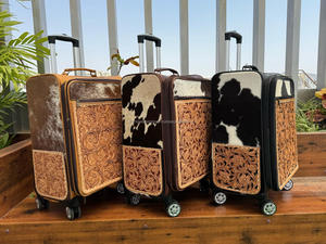 High Quality Luxury Latest Designed Hand Tooled Leather Wheel Trolley <b>Suitcase</b> Business Travel Luggage Multi-functional <b>Suitcase</b> - Product Image 4