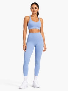 2-Piece Yoga Set Crew Neck <b>Crop</b> Top High-Waist Full-Length <b>Leggings</b> Contrast-Stitch Seamless Breathable Quick Dry Plus Size - Product Image 2