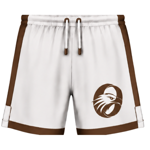 Pantalones Cortos de Rugby Blancos y Marrones con Cintura Elástica y Cordón Ajustable, Uniforme de Equipo Personalizado, Ropa Deportiva Transpirable para Entrenamiento y Alto Rendimiento - Product Image 1